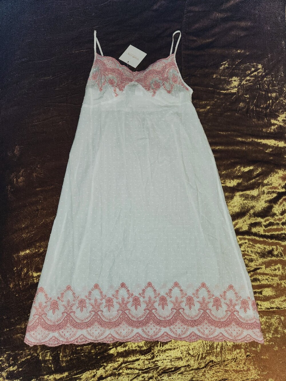 Shabby Chic Embroidered Eyelet Cotton Summer Slip Dress